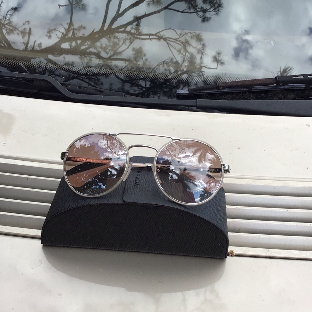 Prada Silver Round Sunglasses